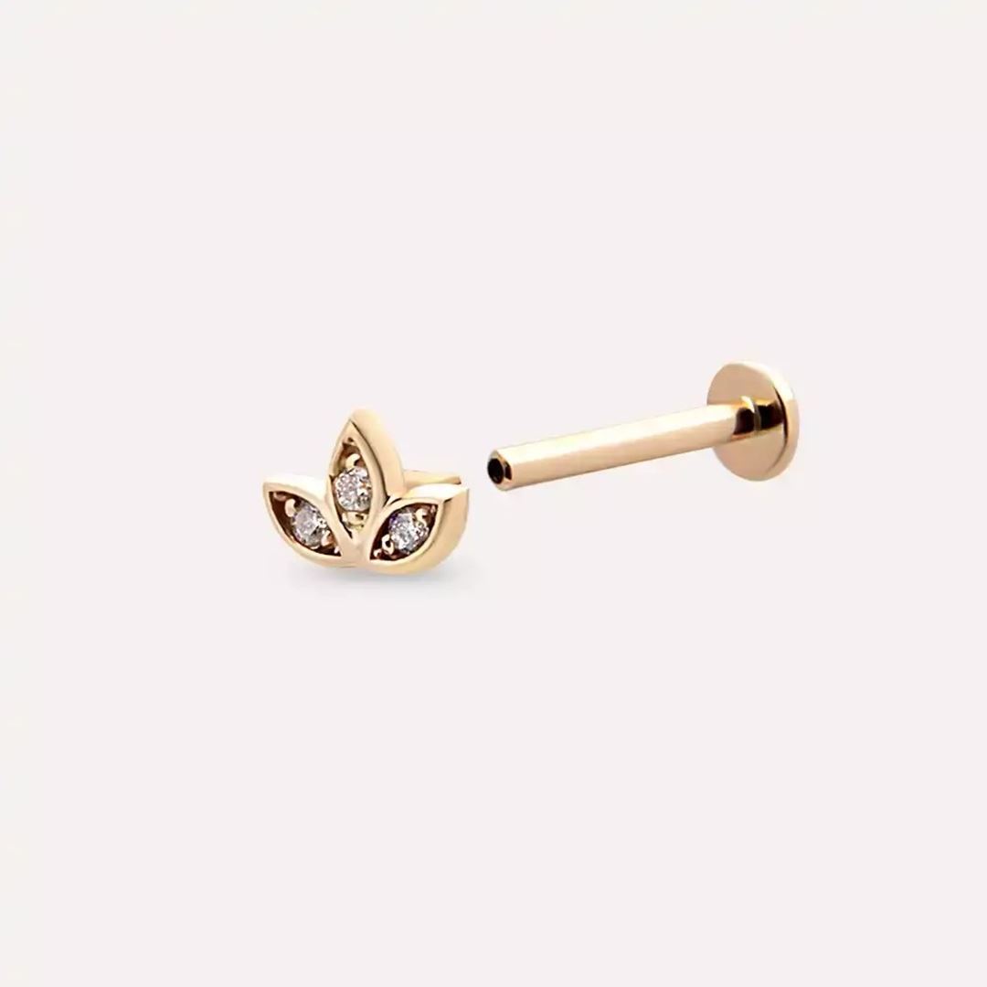 Mini Purity Pırlanta Taşlı Rose Altın Piercing