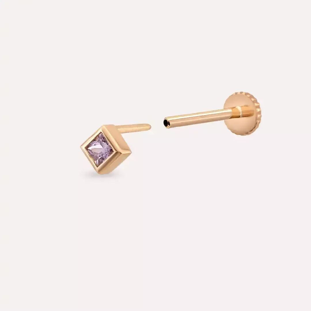 Eva Pink Safir Taşlı Rose Gold Piercing