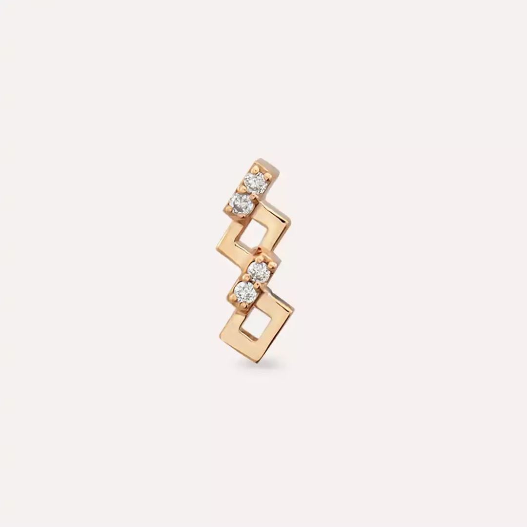 Riddle Pırlanta Taşlı Rose Altın Piercing