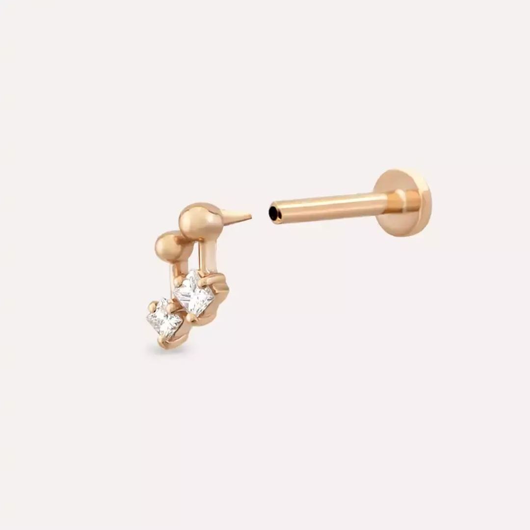 Mini Pulse Pırlanta Rose Altın Piercing