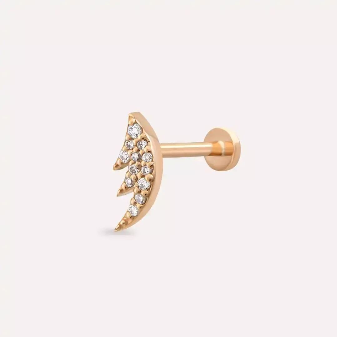 Rose Sharp Pırlanta Taşlı Piercing