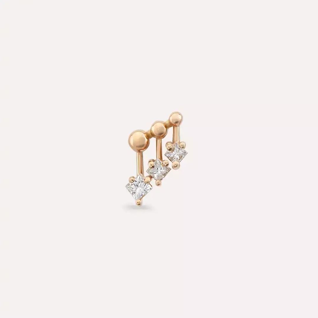 Pulse Pırlanta Taşlı Rose Altın Piercing