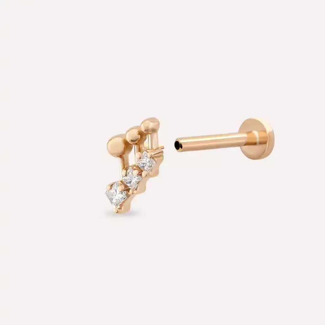 Pulse Pırlanta Taşlı Rose Altın Piercing