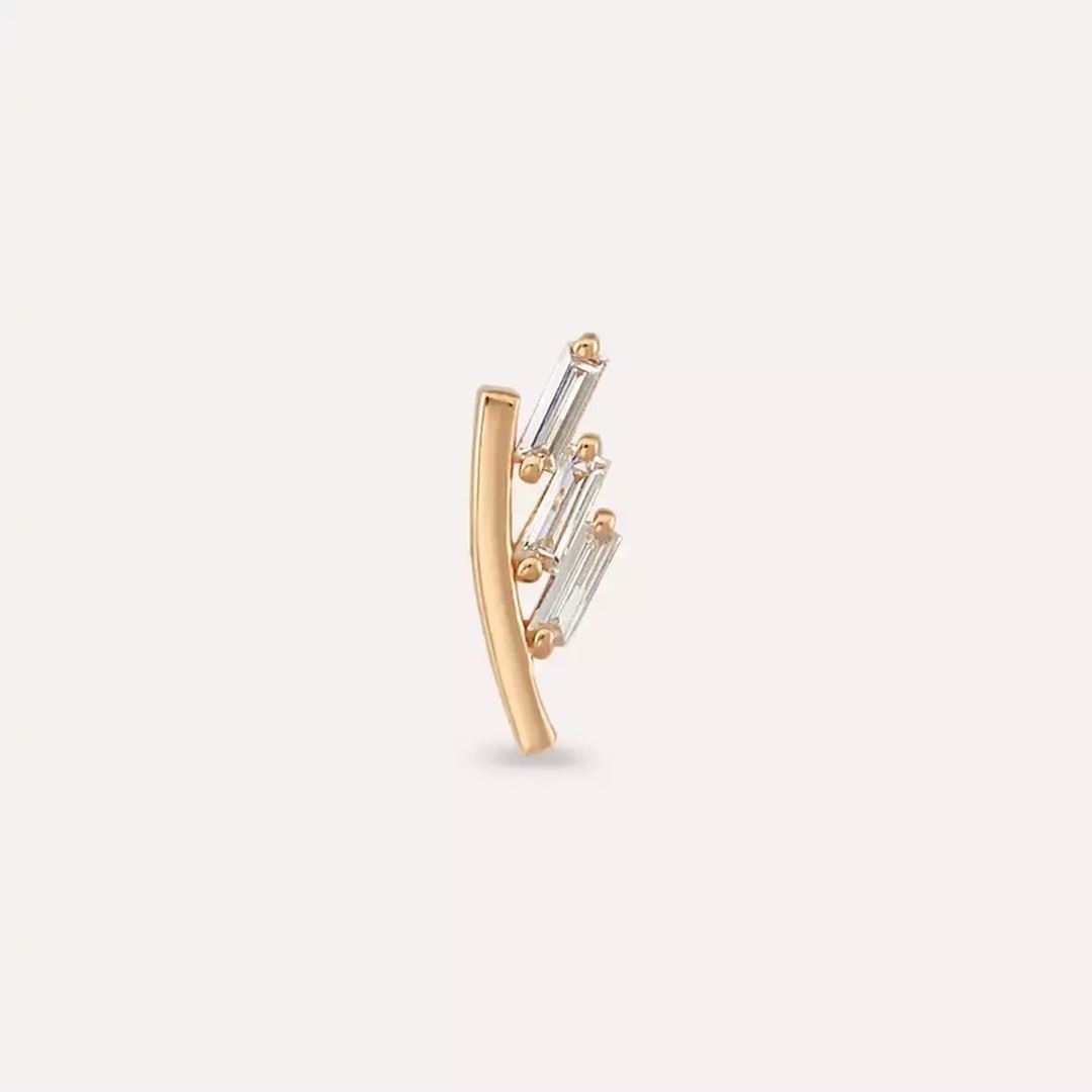 Traverse Pırlanta Taşlı Rose Altın Piercing