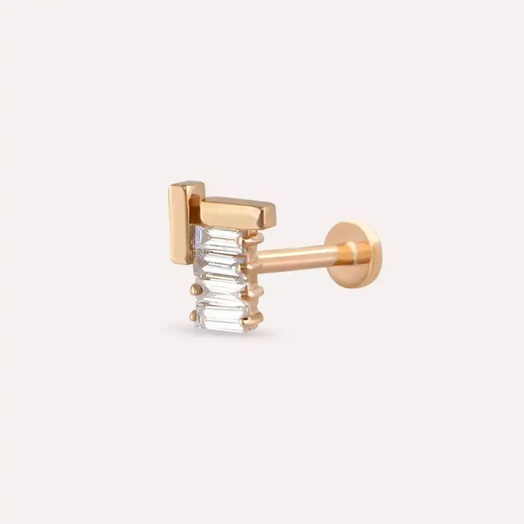 Tight Pırlanta Taşlı Rose Altın Piercing
