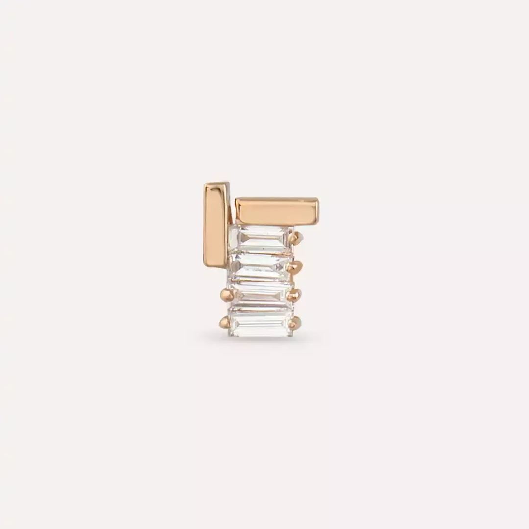 Tight Pırlanta Taşlı Rose Altın Piercing