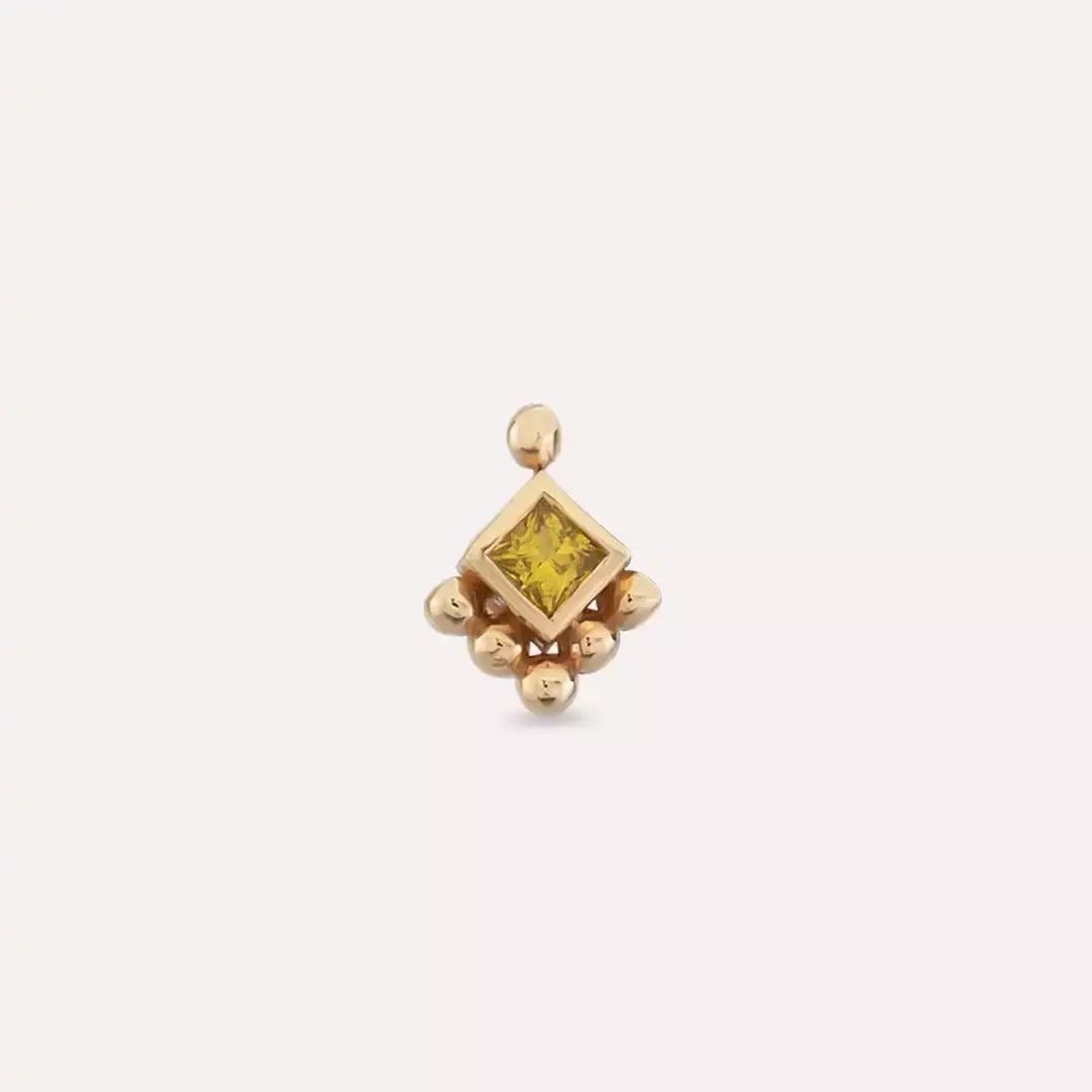 Hue Yellow Safir Taşlı Rose Altın Piercing