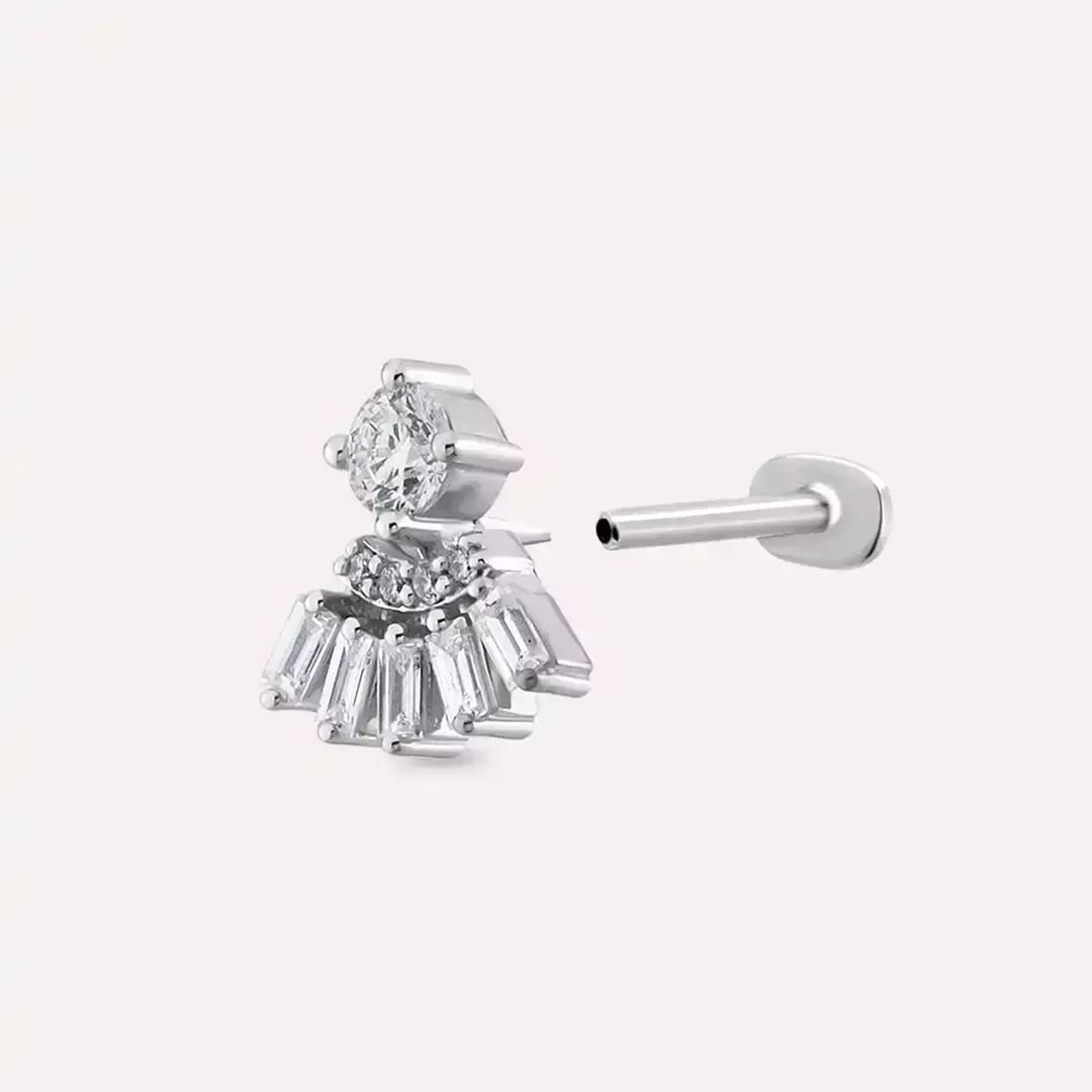 Dawn Pırlanta Taşlı Beyaz Altın Piercing