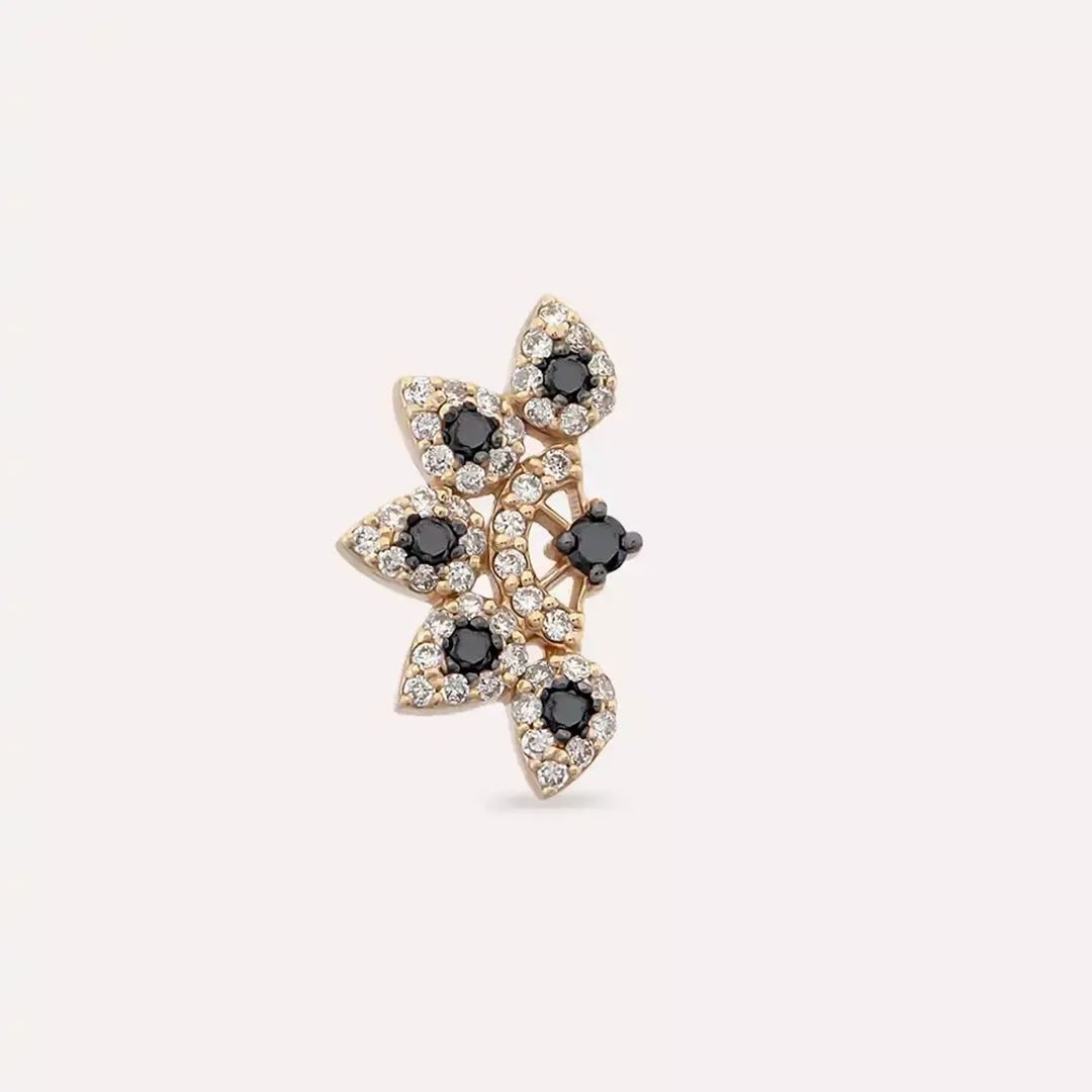 Sparkle Siyah Pırlanta Taşlı Rose Altın Piercing