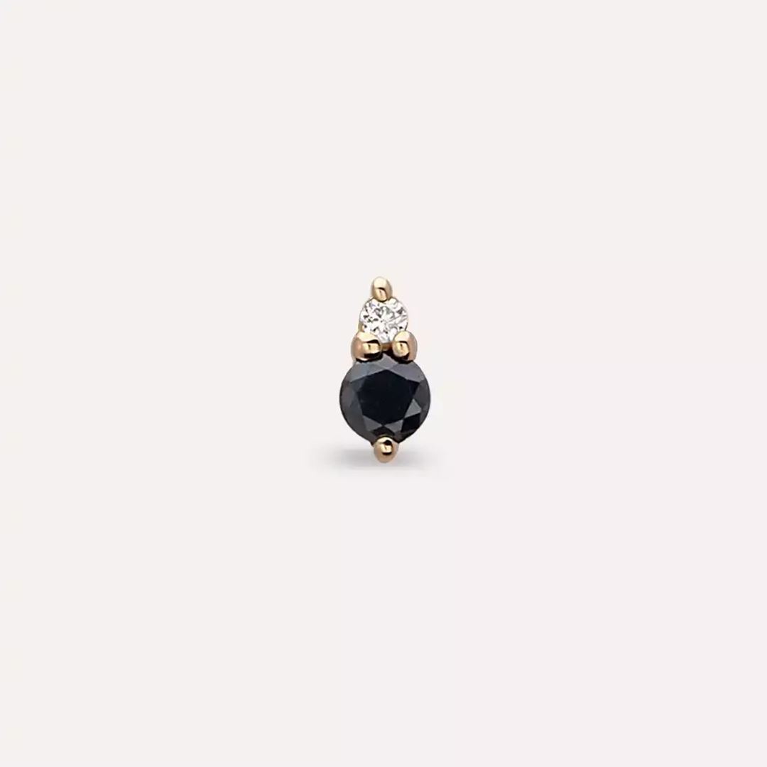 Speck Siyah Pırlanta Taşlı Rose Altın Piercing