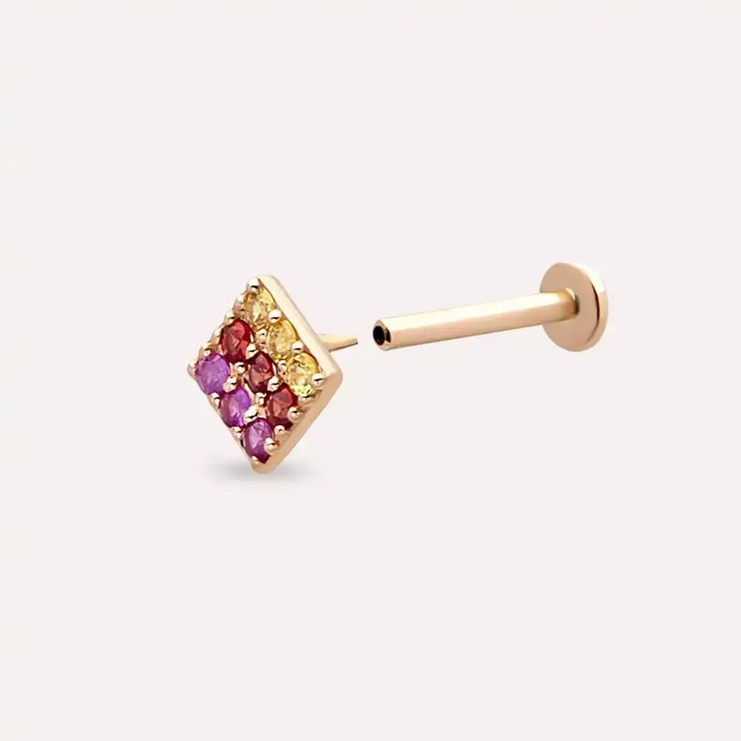 Enjoy Multicolor Safir Taşlı Rose Altın Piercing