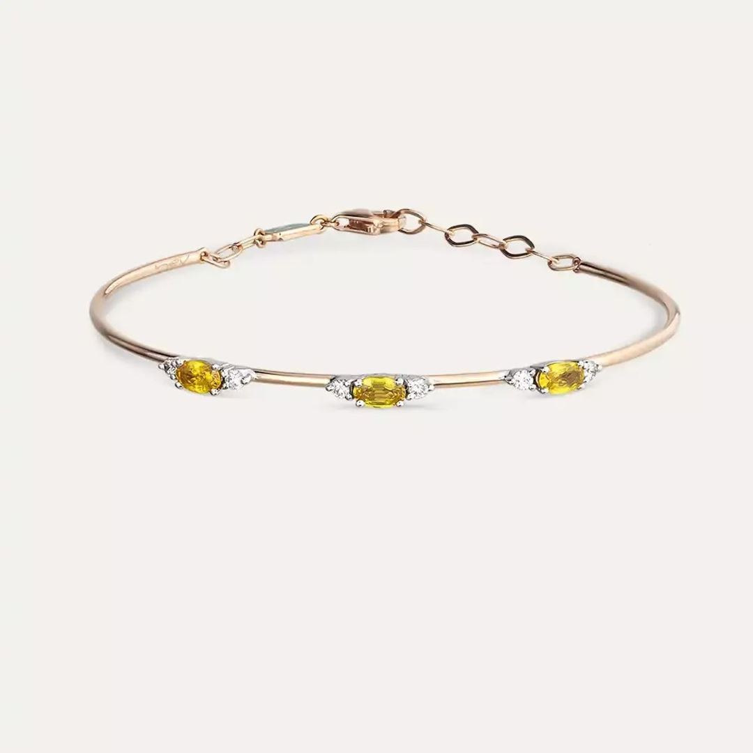 0.98 CT Yellow Safir ve Pırlanta Taşlı Bileklik