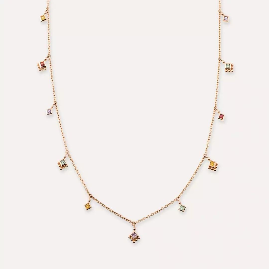 Cassiopeia Multicolor Safir Taşlı Rose Altın Kolye