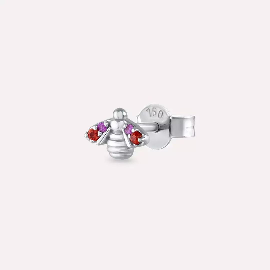 Maya Multicolor Safir Taşlı Beyaz Altın Küpe