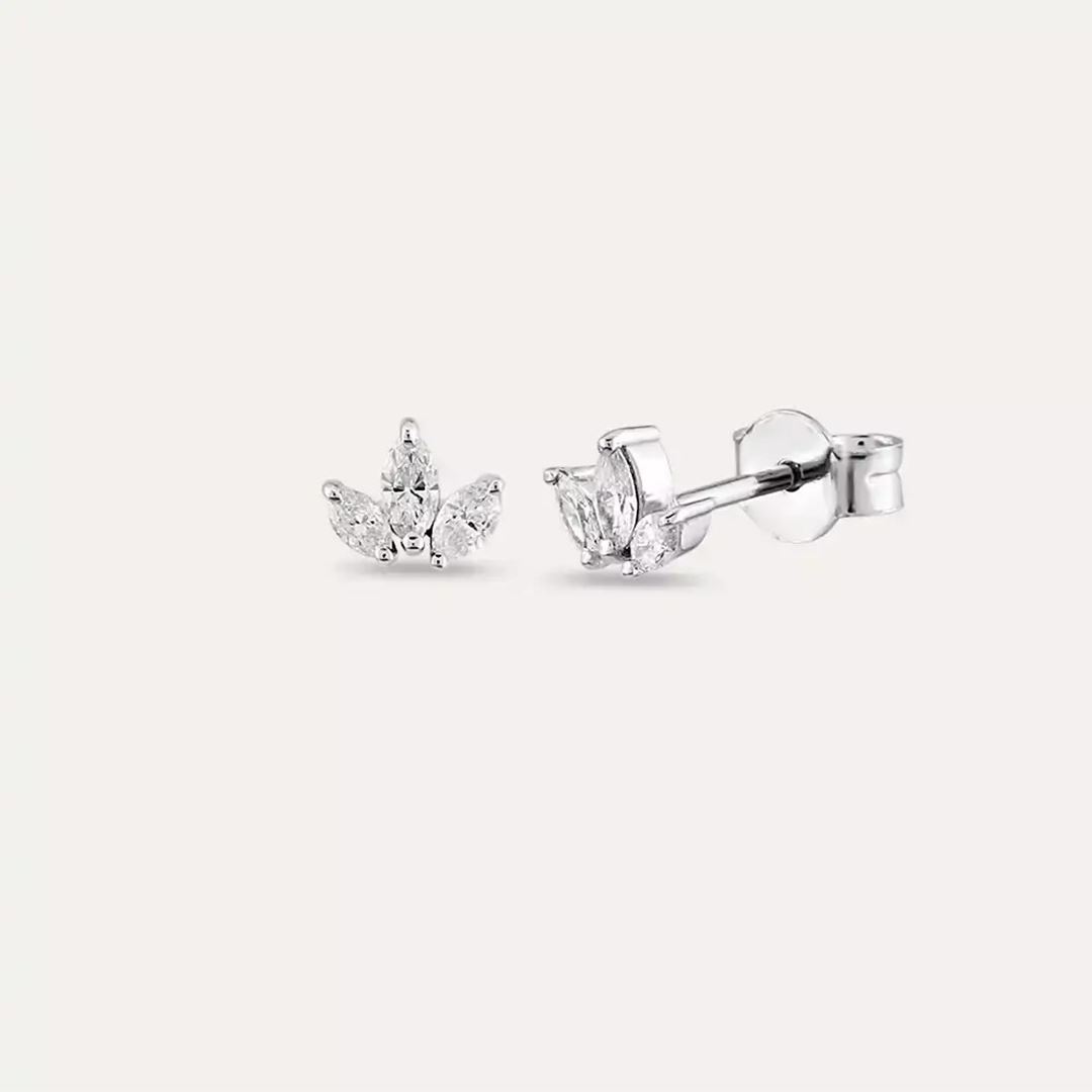 Purity  0.25 CT Markiz Kesim Pırlanta Taşlı Beyaz Altın Küpe