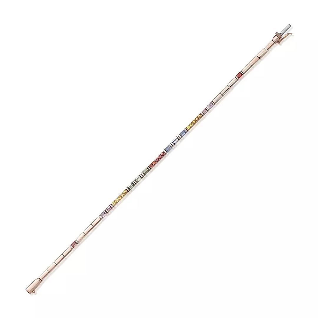 Mosaic 2.00 CT Multicolor Safir Taşlı Rose Altın Suyolu Bileklik