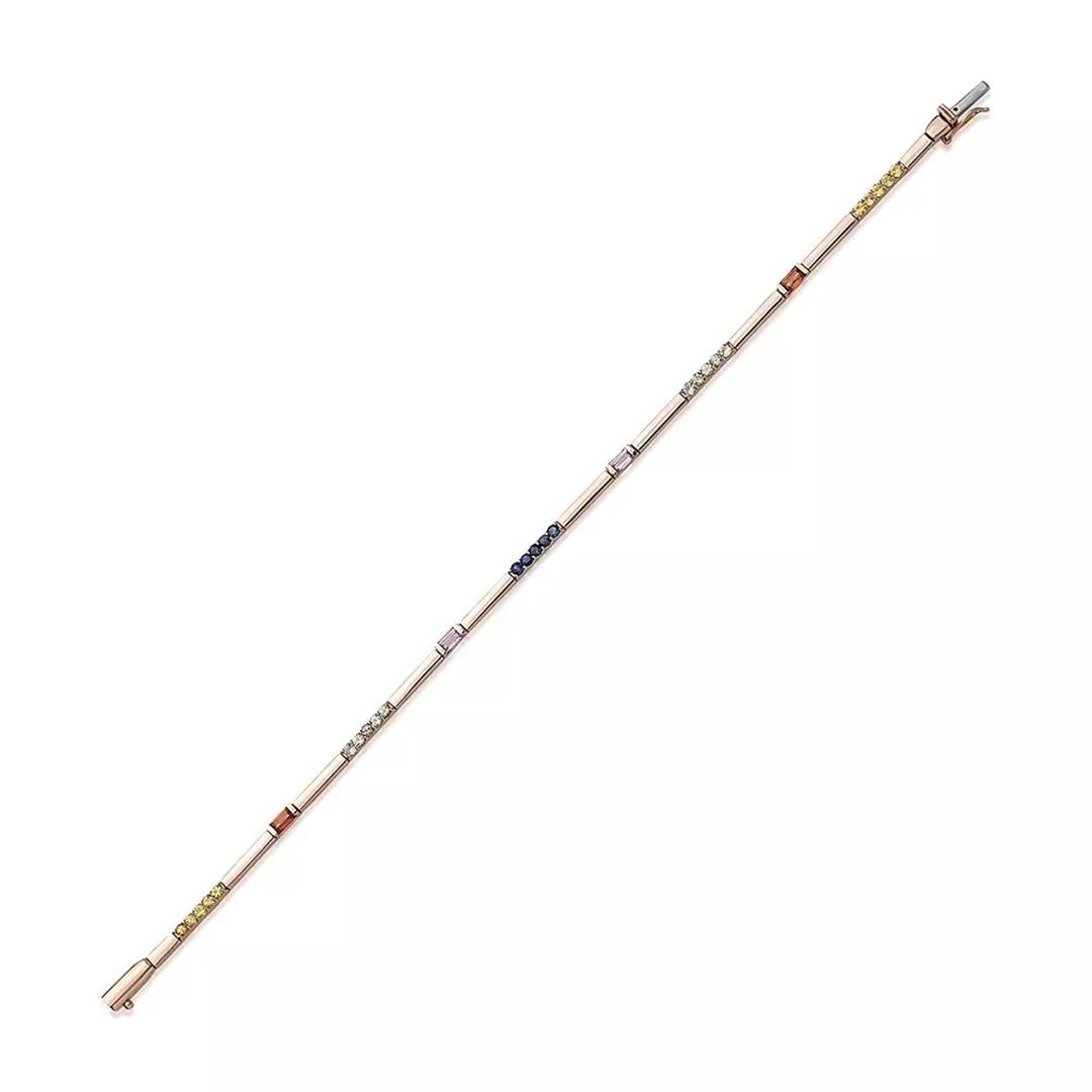 Mosaic 1.42 CT Multicolor Safir Taşlı Rose Altın Suyolu Bileklik