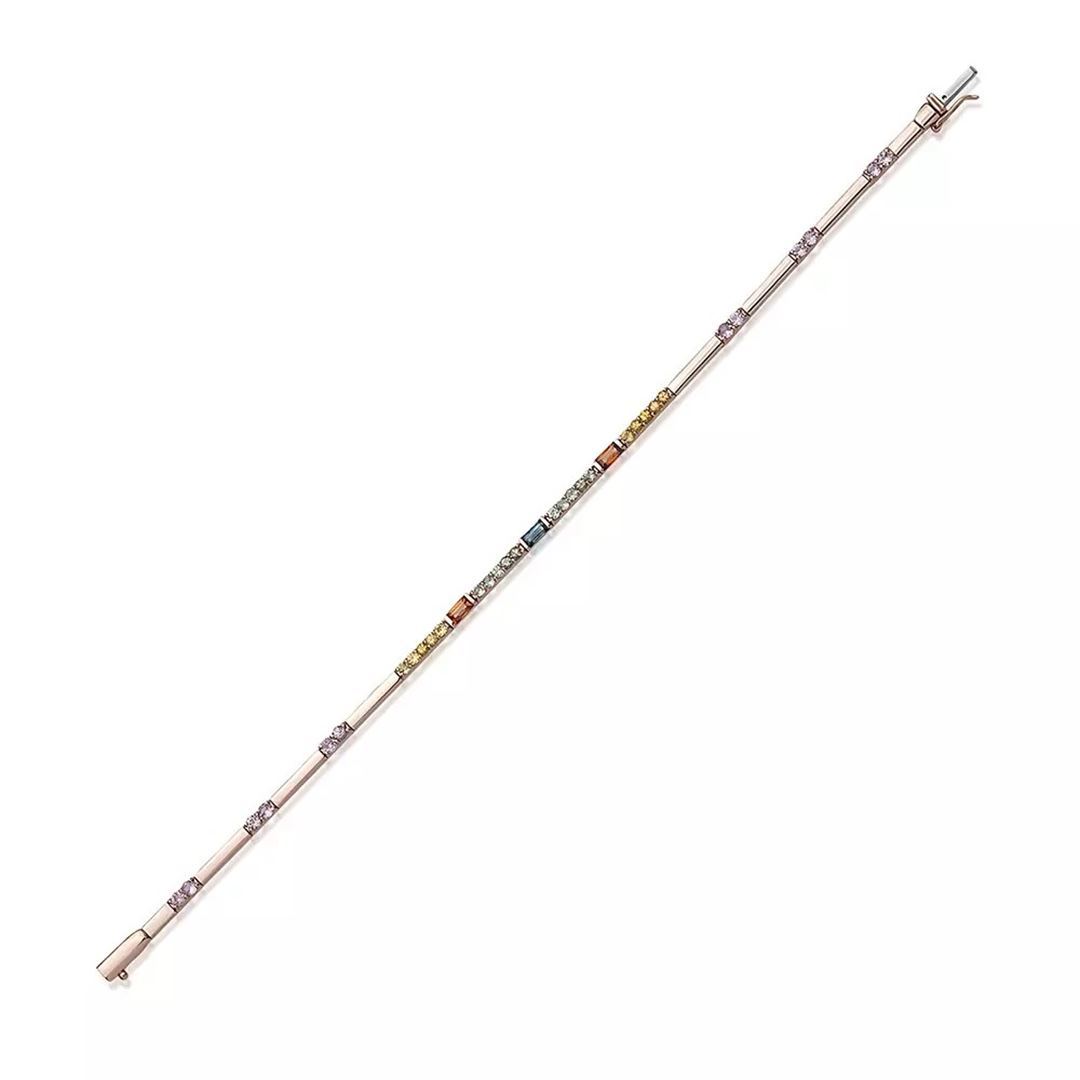 Mosaic 1.71 CT Multicolor Safir Taşlı Rose Altın Suyolu Bileklik