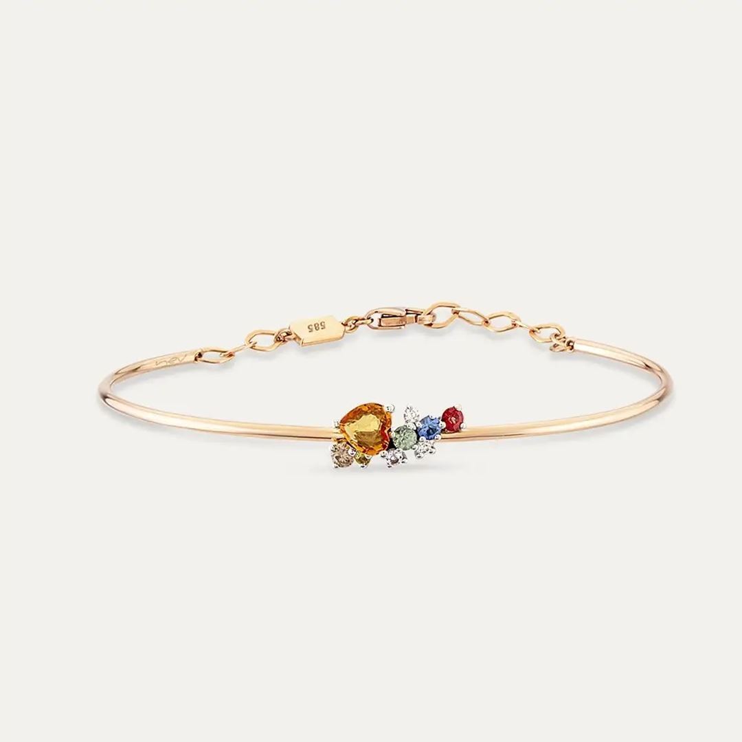 Cosmo 1.02 CT Multicolor Safir ve Pırlanta Taşlı Rose Altın Bileklik