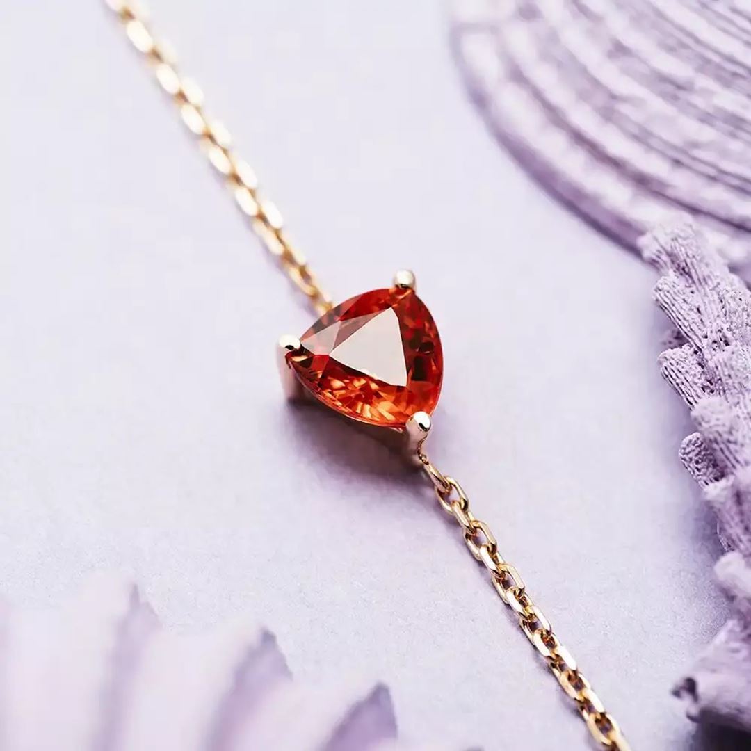 Vesta Orange Safir Taşlı Rose Altın Bileklik