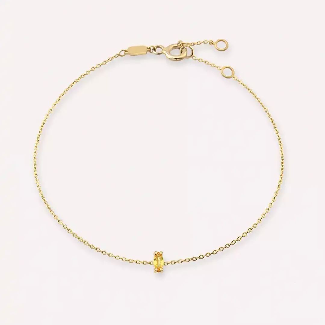 Rosy Yellow Safir Taşlı Sarı Altın Bileklik