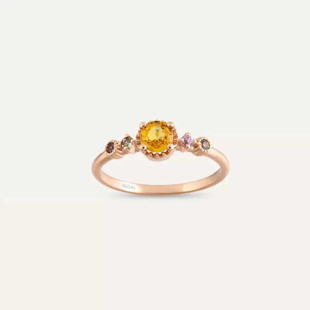 Fleshy 0.55 CT Multicolor Safir Taşlı Rose Altın Yüzük