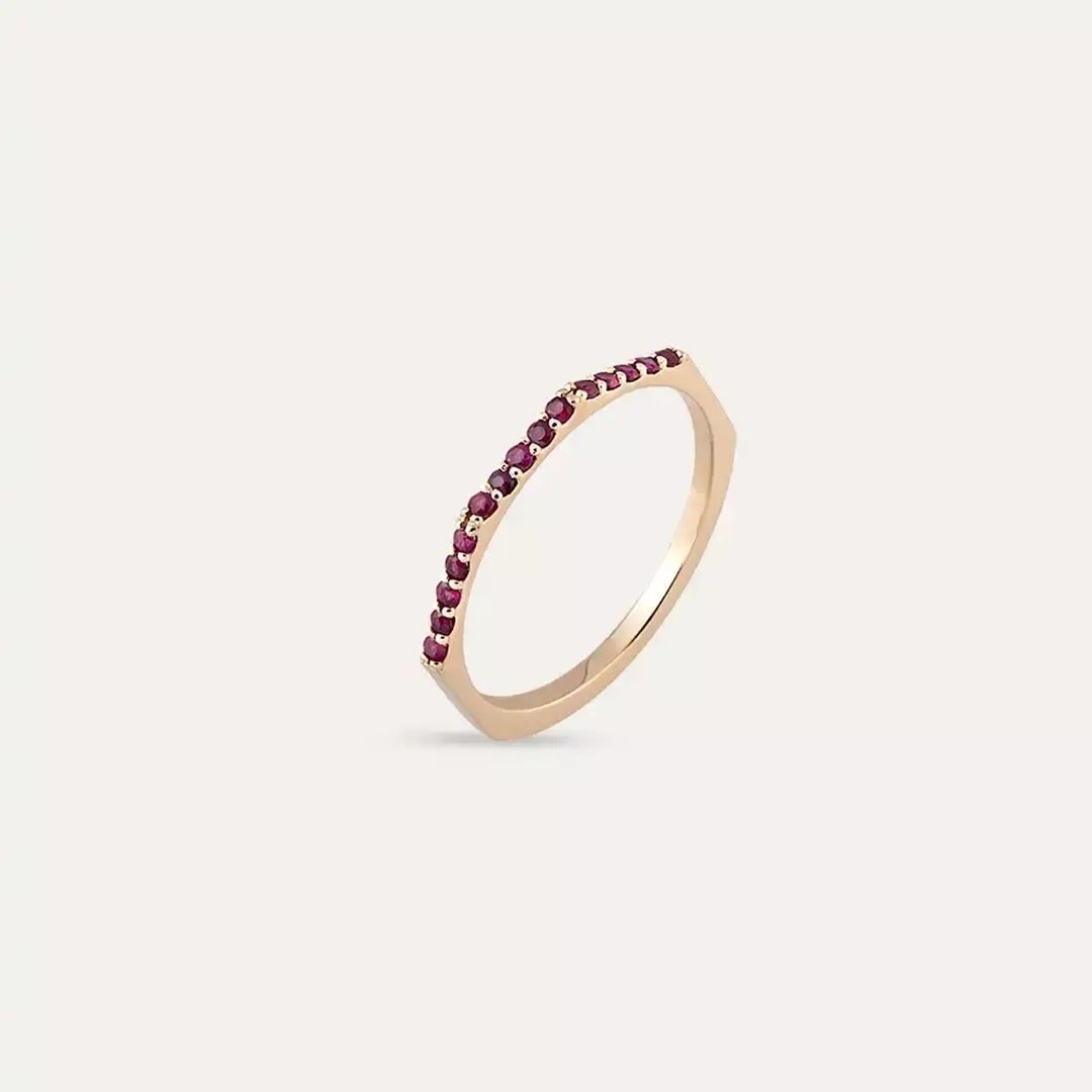 Eon 0.20 CT Yakut Taşlı Rose Altın Yüzük