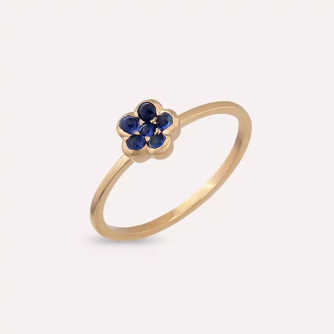 Elora 0.27 CT Safir Taşlı Rose Altın Çiçek Yüzük