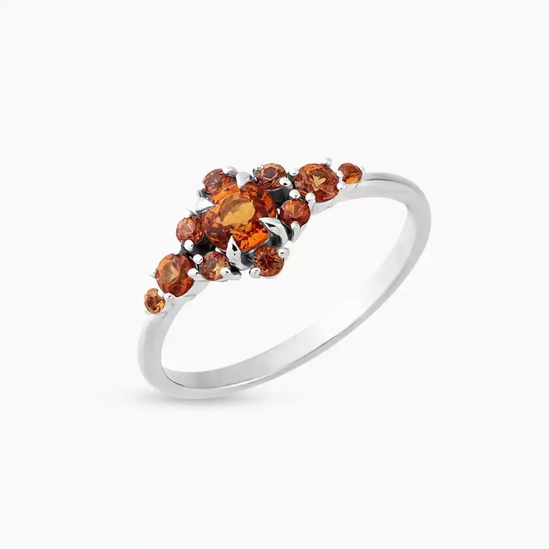 Adore 0.91 CT Orange Safir Taşlı Beyaz Altın Yüzük