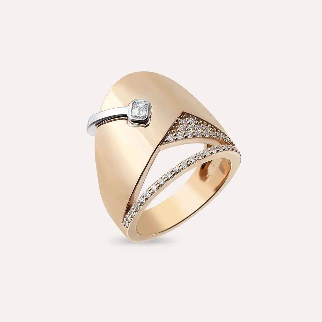 Vortex 0.36 CT Pırlanta Taşlı Rose Altın Yüzük